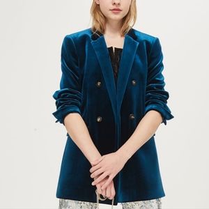 Topshop blue velvet blazer